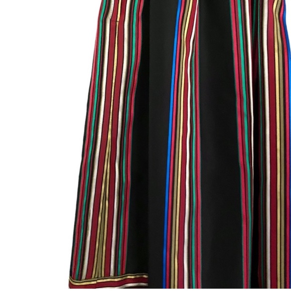 Vintage 70s Black Full Midi Skirt Rainbow Stripes by Ann Stevens New York 6 - Picture 6 of 8